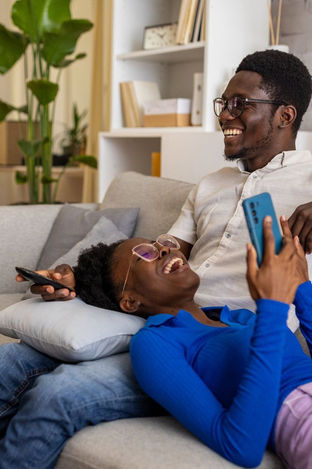 Customers enjoying entertainment online