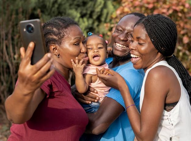 Family connecting through home internet